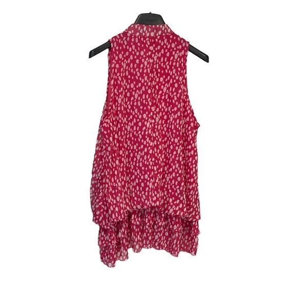 Model France Pink Polka Dot and Ruffles Sleeveless Top - Picture 2 of 8